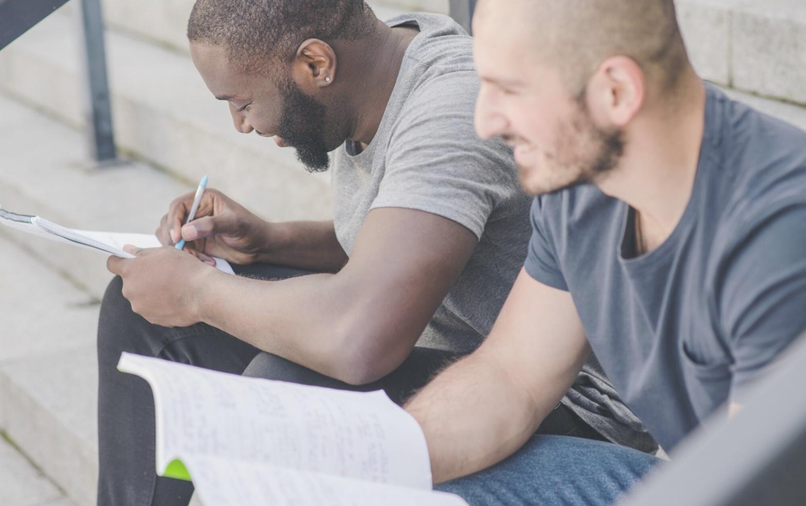 Financial planning workspace with documents and charts